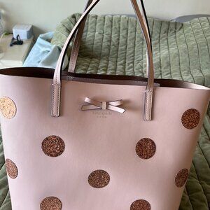 Kate Spade Dewey Street Little Len Glitter Polka Dot Tote Ballerina Pink